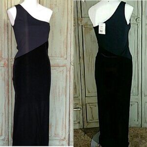 Emanuel Ungaro Maxi Dress One Shoulder Black Size 6 NWT